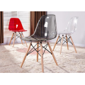 Modern high quality PC plastic chair with solid wood legs